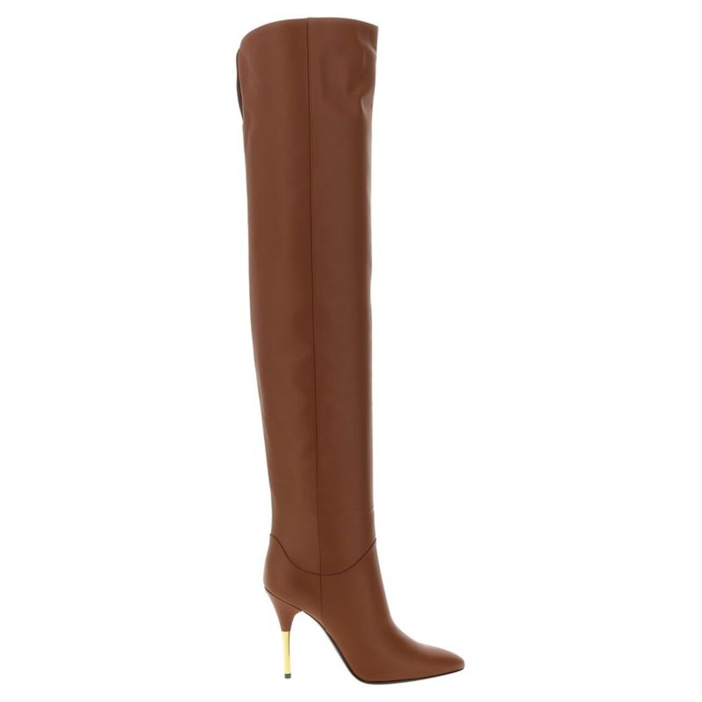 Valentino Garavani Brown Calfskin Over The Women's Knee